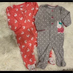 Baby girl fleece sleeper 6 mos Lot of 2 Q020